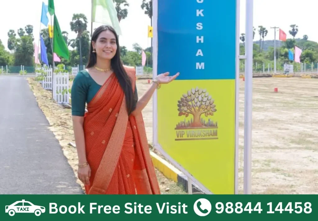 VIP Viruksham Singaperumal Koil gated community with blacktop roads and premium infrastructure near Mahindra World City Chennai